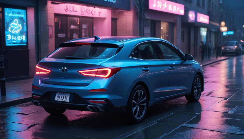 2025 Hyundai Aura SX: Ultimate Review of Features & Mileage 2025 Hyundai Aura SX rear angle view, LED tail lamps, wide bumper, metallic black color, shown on a reflective surface under soft lighting, 8K detail.