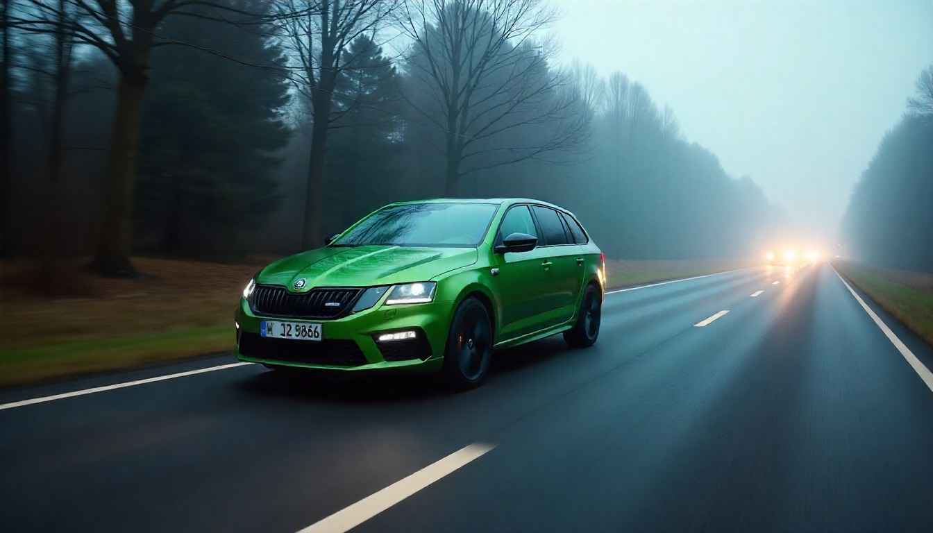 2025 Skoda Octavia RS Driving on Highway Action Shot