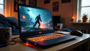 Acer Nitro V15 2025 laptop with colorful screen and glowing keyboard