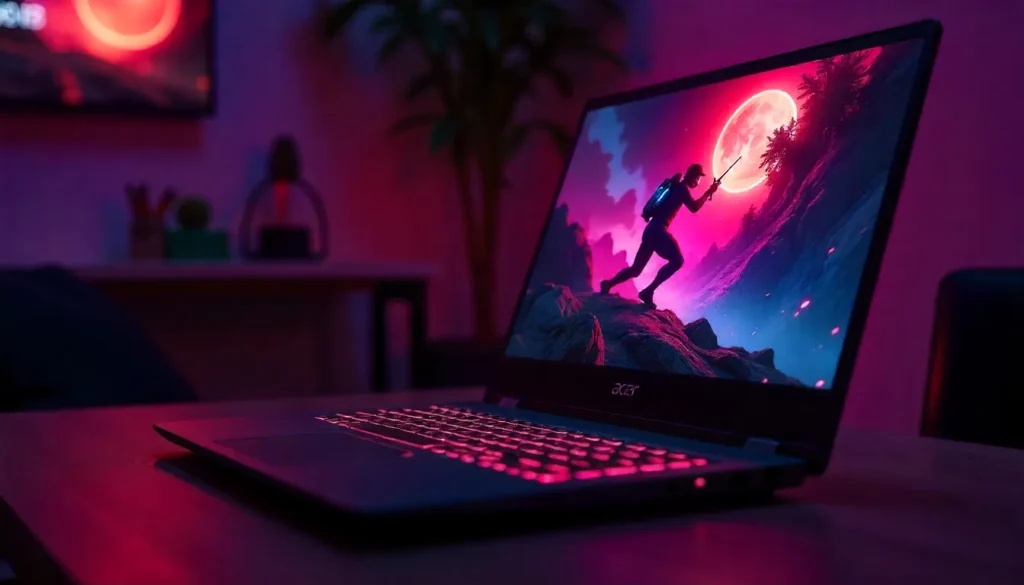 Acer Nitro V15 laptop editing video on screen