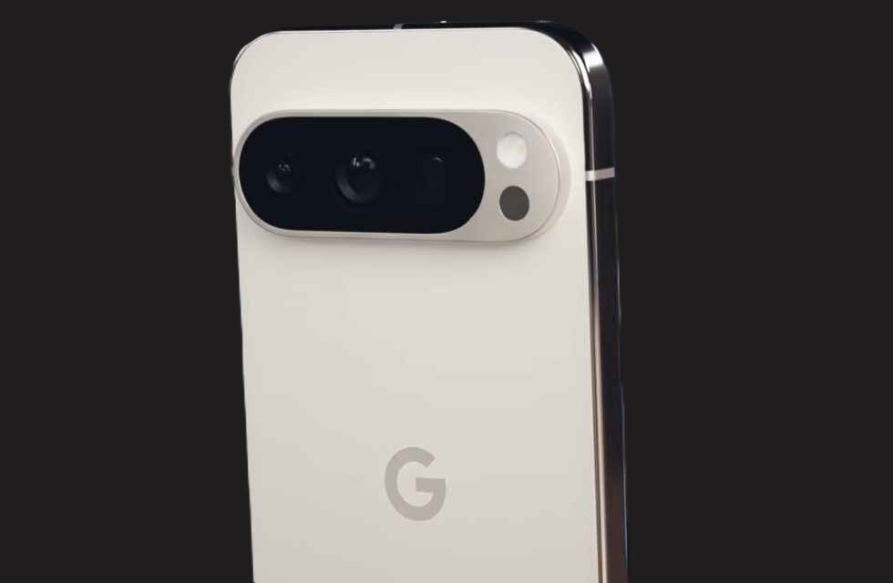 Google Pixel 10 smartphone showing slim design, glass back, and camera bar in Indigo, Frost, Lemongrass, and Obsidian colors.