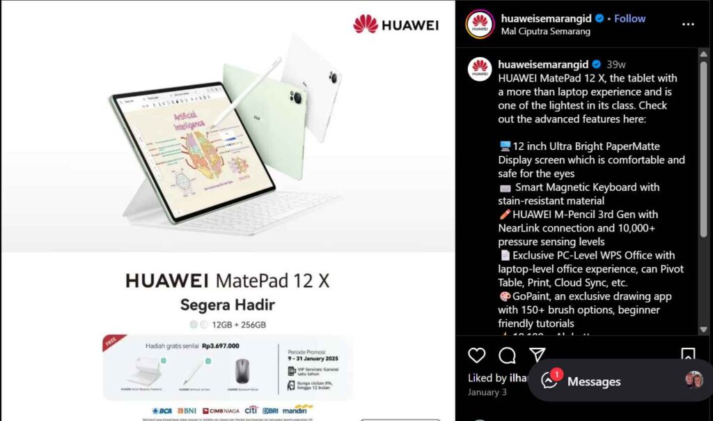 Huawei MatePad 12 X 2025 Review – Powerful Features & Price Huawei MatePad 12 X instagram Screenshot 2025