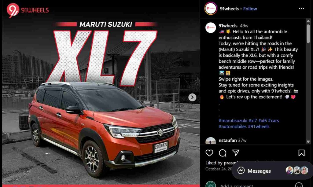 Maruti Suzuki XL7 Yet to Arrive in India: Latest News & Specs Maruti Suzuki XL7 2025 Screenshot