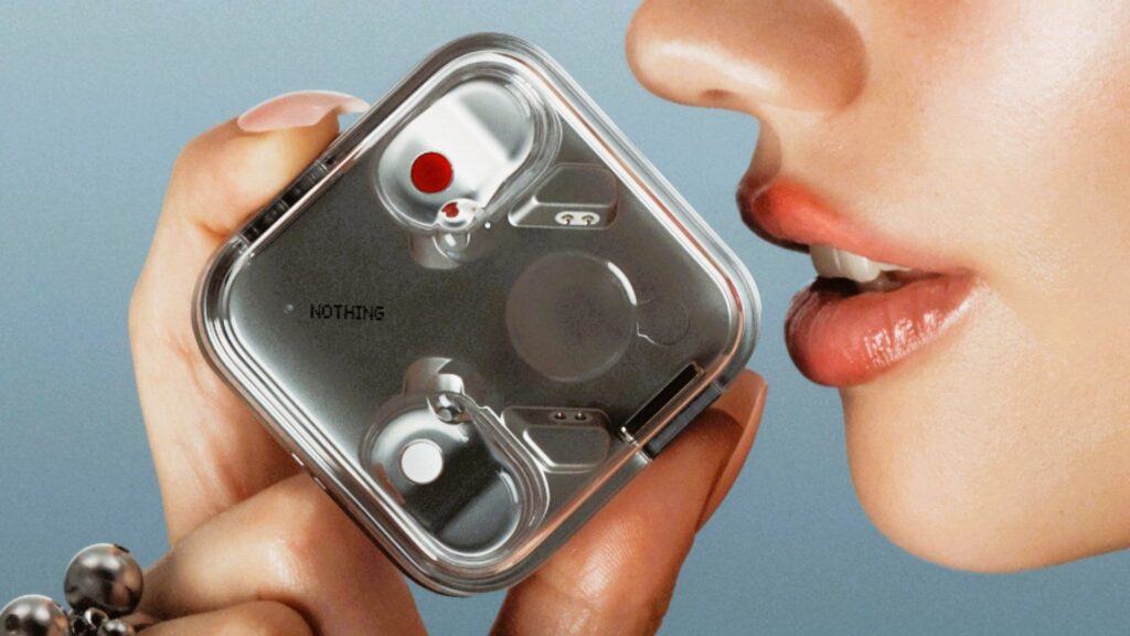 Nothing Ear (3) Case and Earbuds for Tech Review Layout