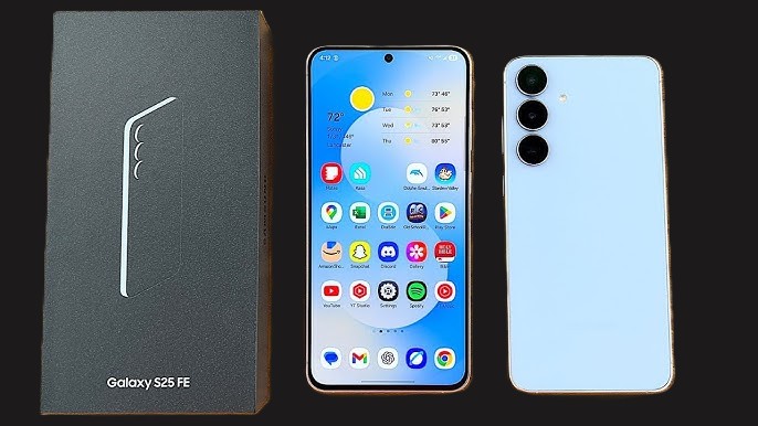 Samsung Galaxy S25 FE – Big Battery & Fast Charging Samsung Galaxy S25 FE showing front AMOLED screen and back triple camera setup.