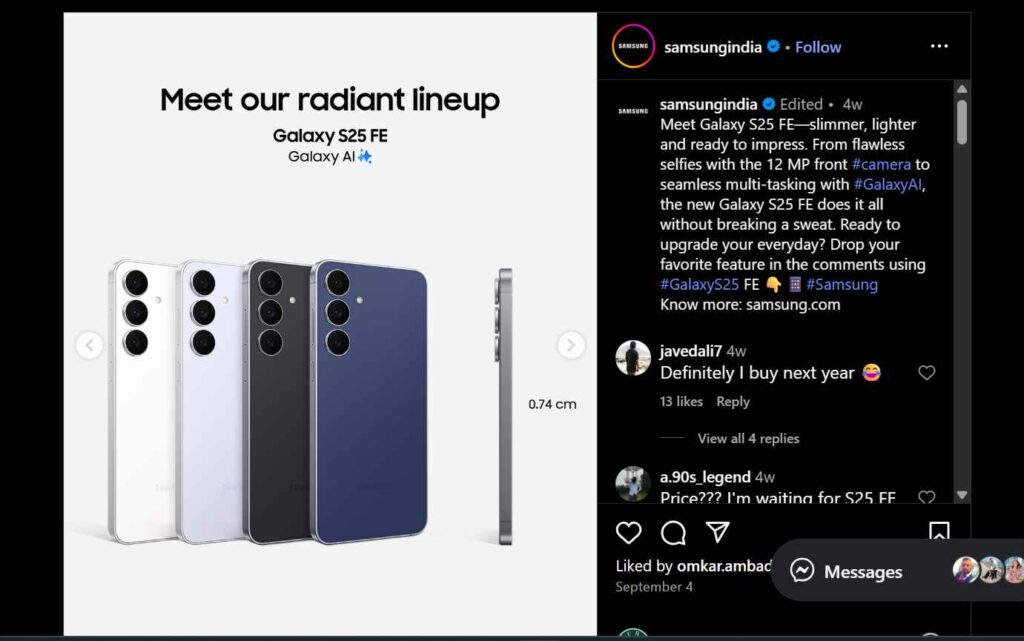 Samsung Galaxy S25 FE – Big Battery & Fast Charging