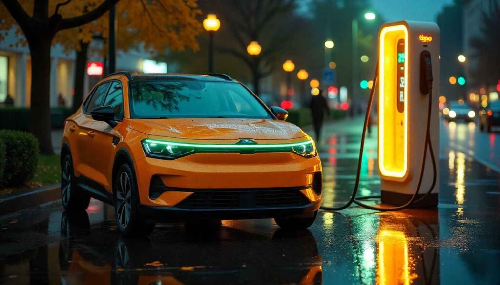 Skoda Elroq Powerful Electric SUV Set for Launch in Dec 2025 Skoda Elroq charging at fast charging station