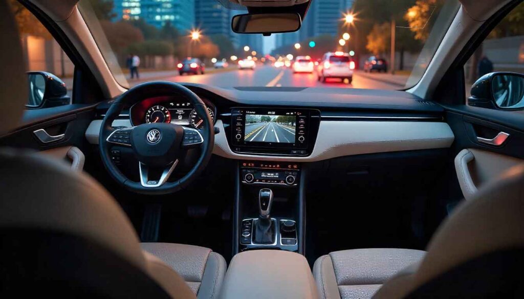 Skoda Elroq Powerful Electric SUV Set for Launch in Dec 2025 Skoda Elroq interior with large touchscreen and digital driver display