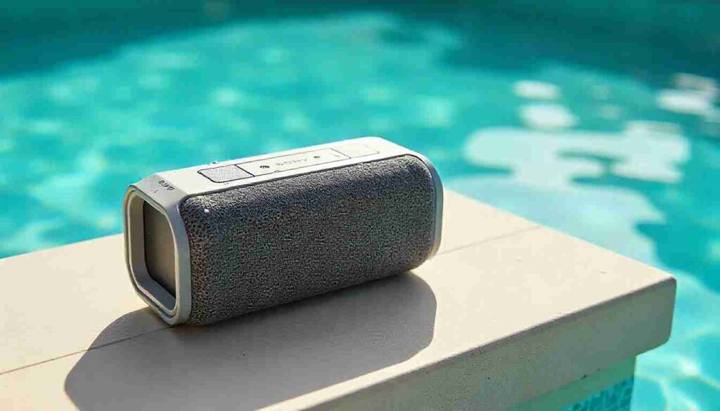 Sony ULT Field 5 Review: The Best Portable Party Speaker Yet Sony ULT Field 5 waterproof speaker near poolside