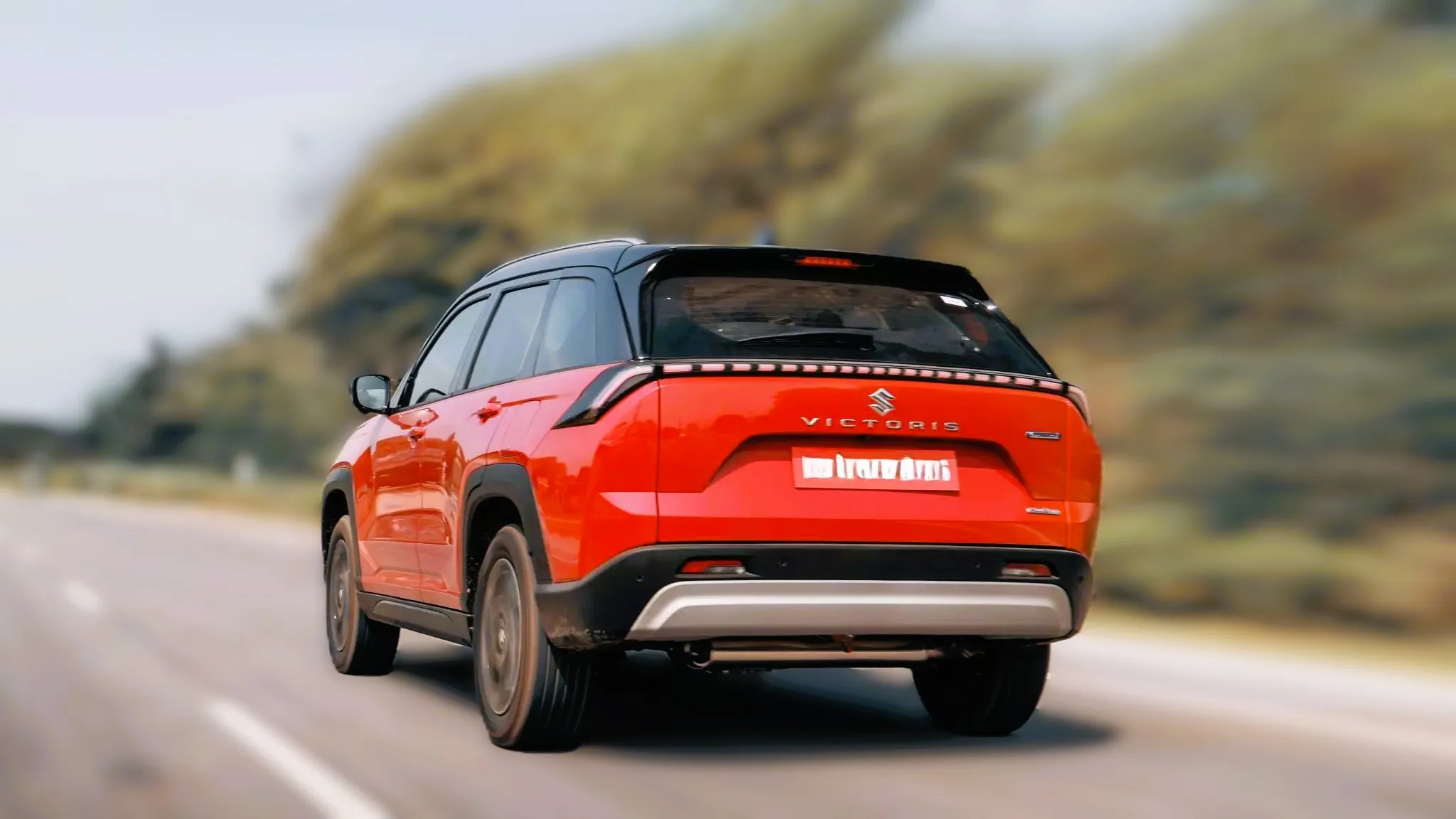 Upcoming Maruti Suzuki Victoris stylish SUV front three quarter look