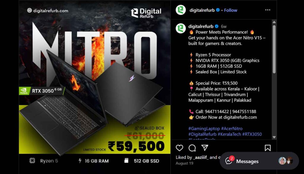 acer nitro v15 2025 instagram Screenshot