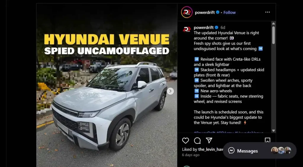 Hyundai Venue 2025 launch date Screenshot