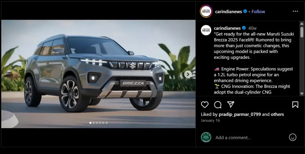 Maruti Brezza 2025 design updates Screenshot