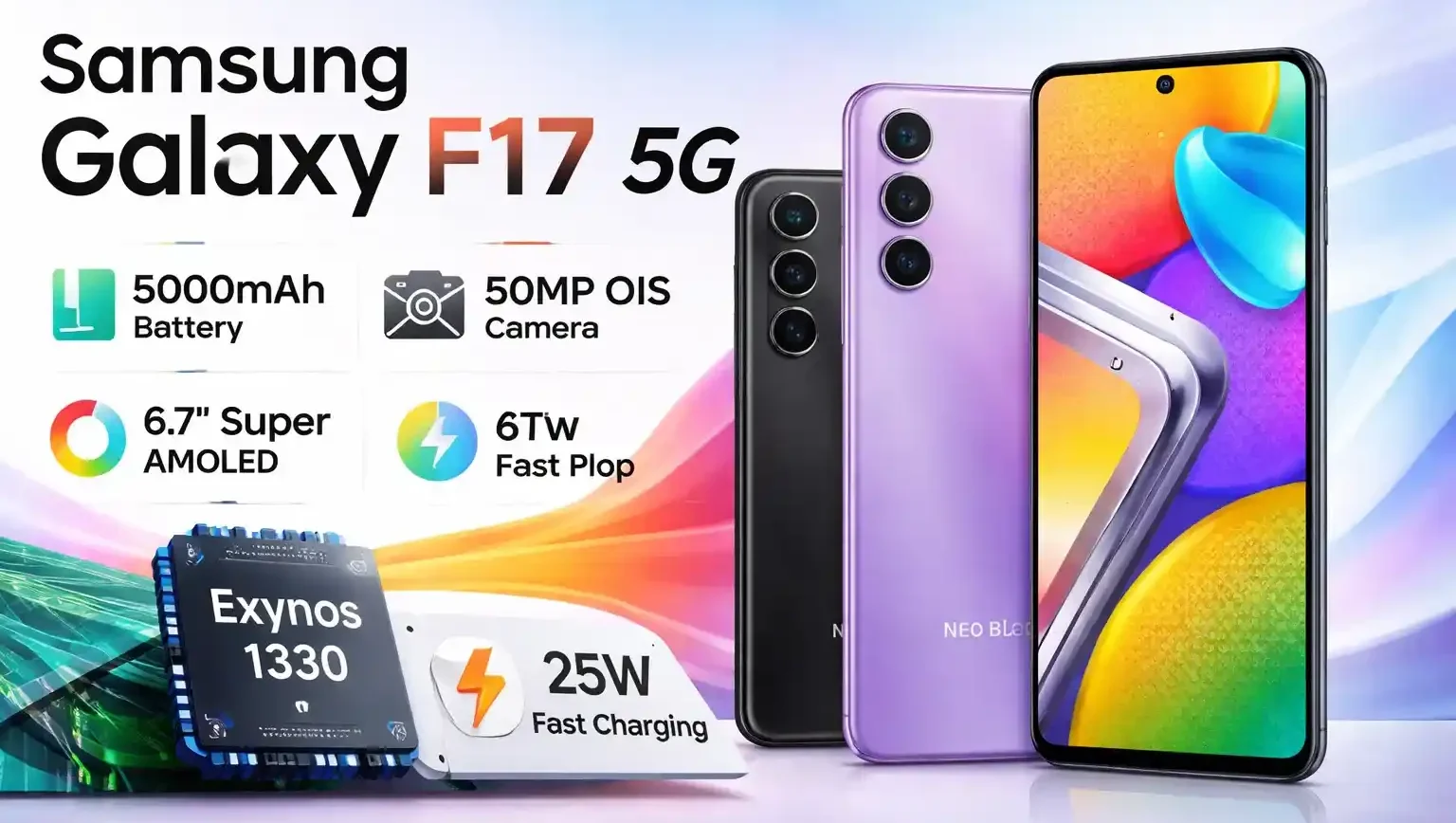 Samsung Galaxy F17 5G design and colors