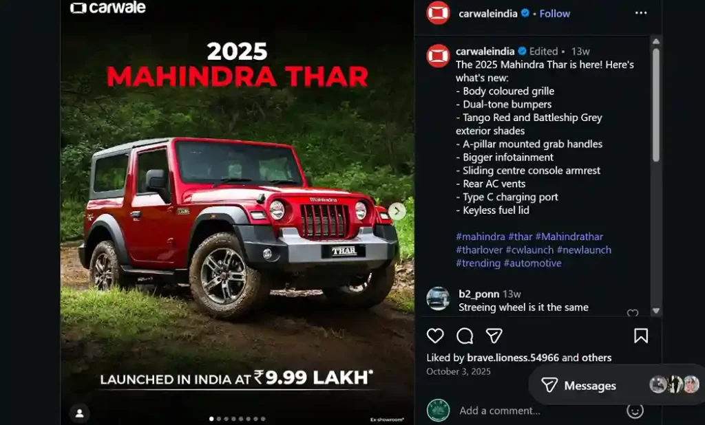 Mahindra Thar 2025 Screenshot