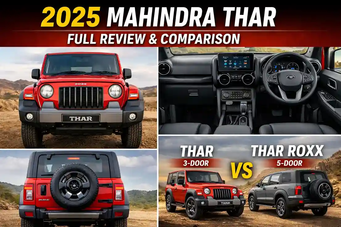 Mahindra Thar 2025 interior dashboard with touchscreen