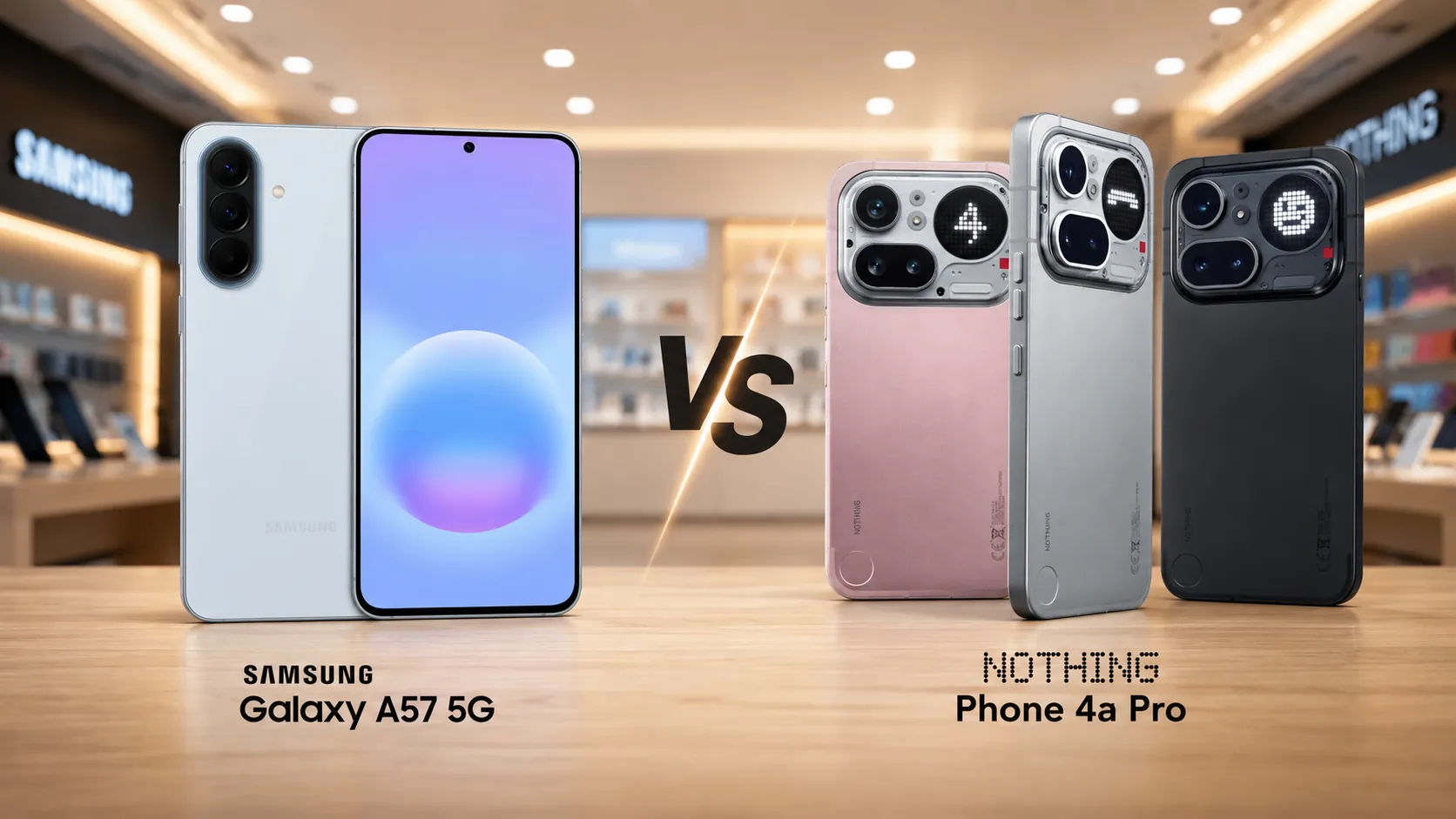 Nothing Phone 4a Pro vs Samsung Galaxy A57 5G comparison