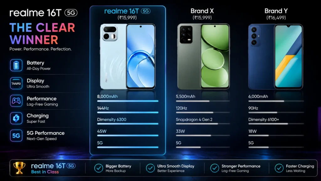 Realme 16T 5G vs Competitors Comparison