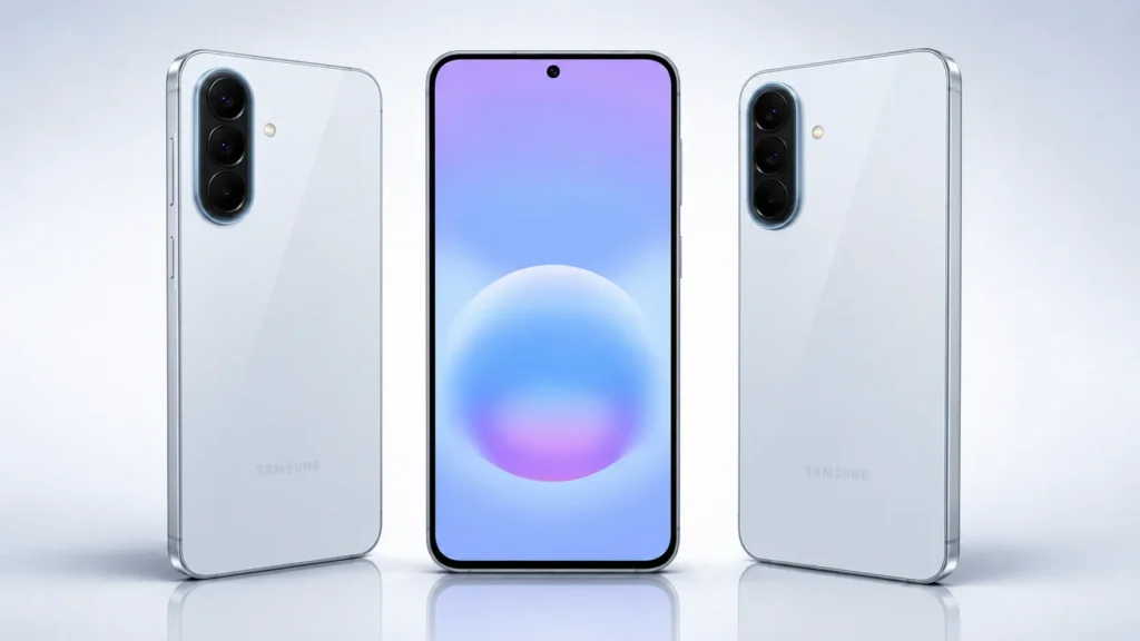 Samsung Galaxy A57 5G smartphone front and rear design