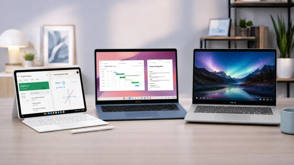 ASUS Chromebook CM32 Detachable, CM14, and CM15