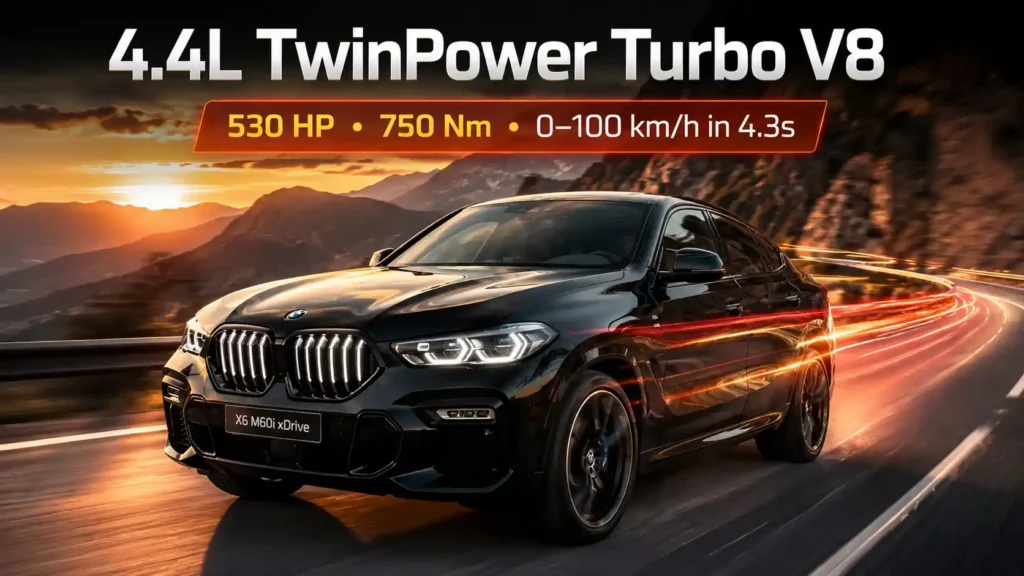 BMW X6 M60i xDrive Launched in India: Price, Features, V8 Performance & Full Review BMW X6 M60i 4.4-litre TwinPower Turbo V8 engine