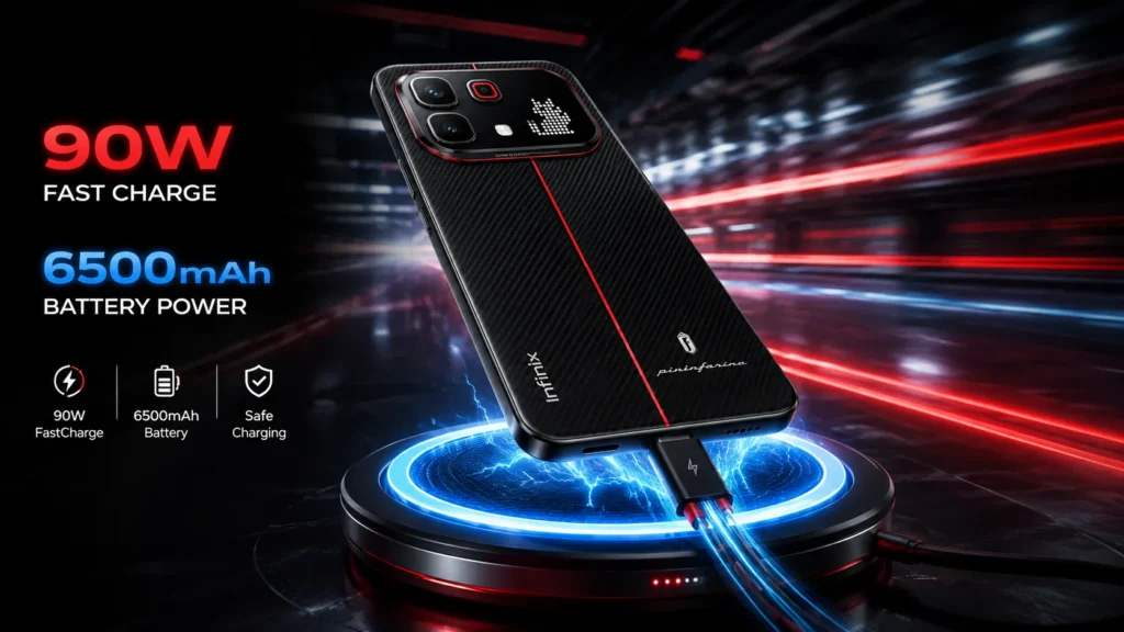 Infinix Note 60 Pro+ 5G Pininfarina Edition Launched in India Price, Specs & Features Infinix Note 60 Pro+ 5G 90W fast charging support