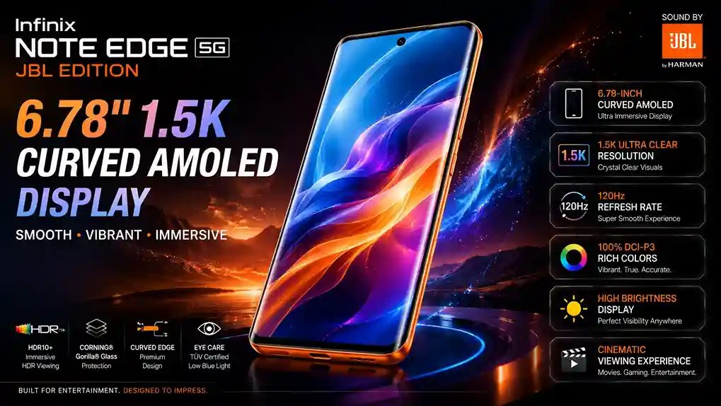 Infinix Note Edge 5G JBL Edition Curved AMOLED Display