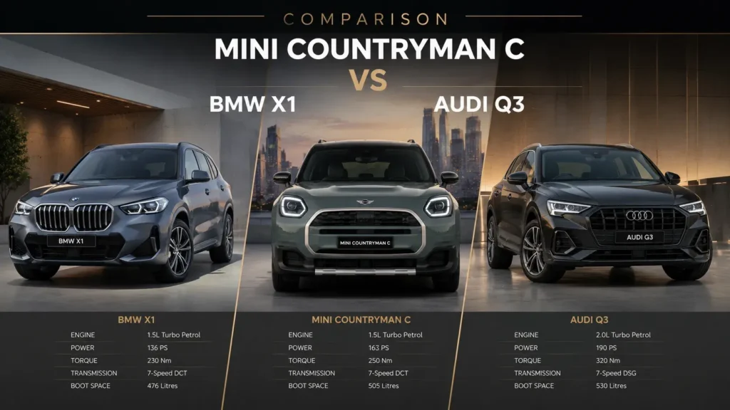 MINI Countryman C vs BMW X1 vs Audi Q3 comparison