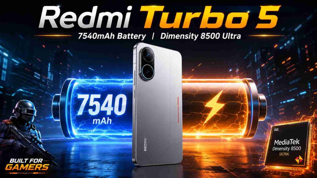 Redmi Turbo 5 7540mAh battery with 100W fast charging