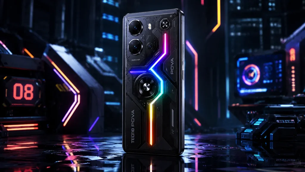 TECNO POVA 8 5G Launched in India With 8,000mAh Battery, 144Hz Display & Alive Matrix: Price, Features & Review TECNO POVA 8 5G Alive Matrix rear design