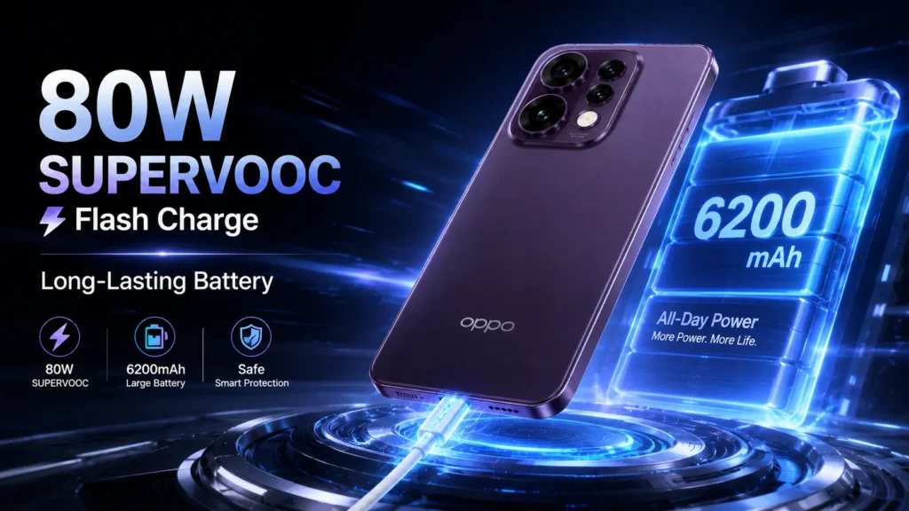 OPPO Reno16 & OPPO Reno16 Pro Review: Premium Design, AI Cameras & Flagship Experience OPPO Reno16 battery and SUPERVOOC charging