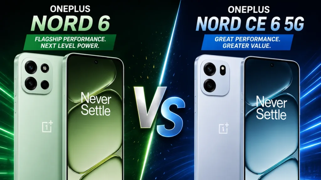 OnePlus Nord 6 vs OnePlus Nord CE 6 5G OnePlus Nord 6 vs OnePlus Nord CE 6 5G – Full Specs Comparison