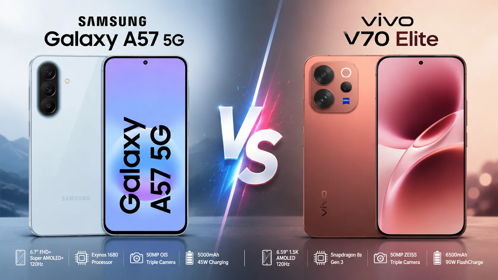Samsung Galaxy A57 5G vs vivo V70 Elite