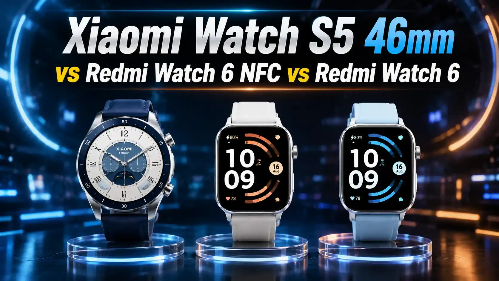 Xiaomi Watch S5 46mm vs Redmi Watch 6 NFC vs Redmi Watch 6 smartwatch comparison