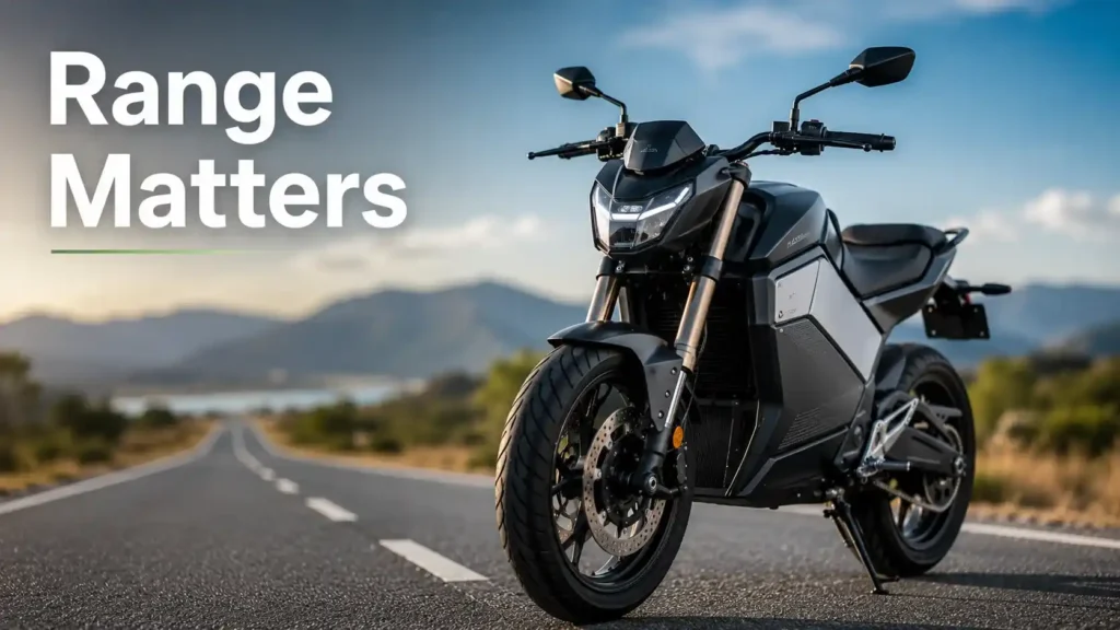 Electric Bike vs Petrol Bike: Pros, Cons & Ownership Cost 2026 Electric motorcycle showing the importance of riding range