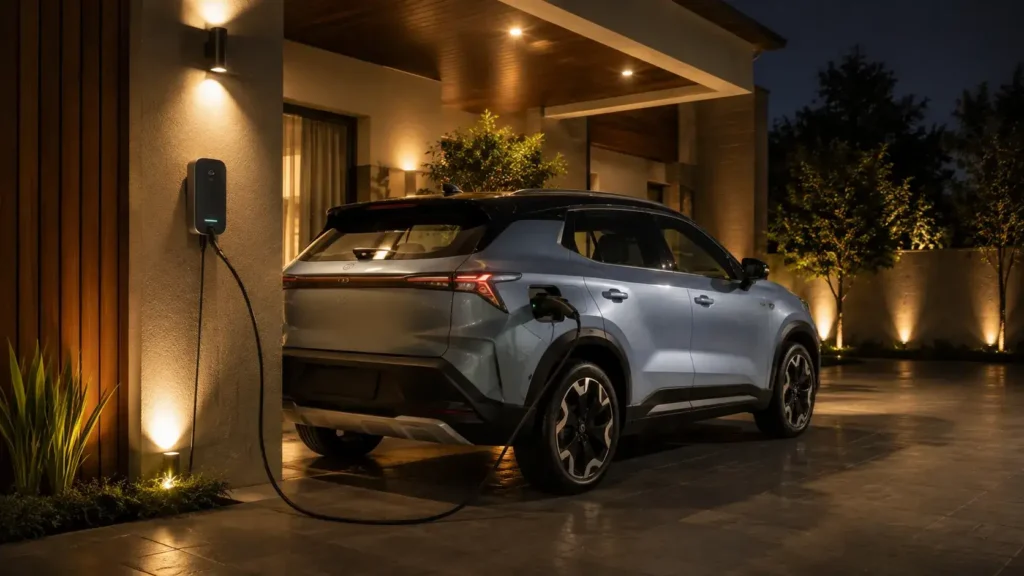 Home EV Charging Setup with Modern Electric SUV