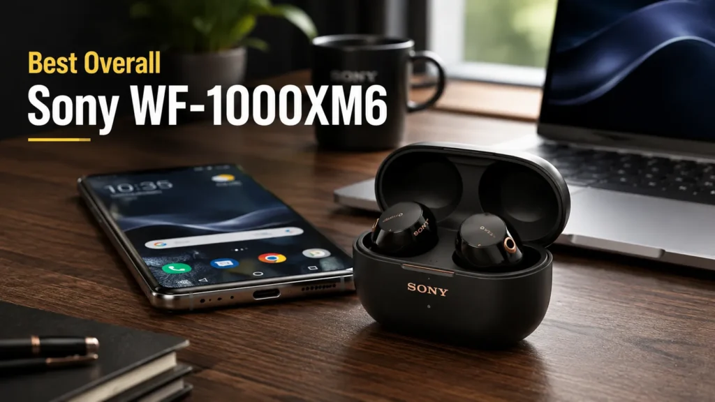 Sony WF-1000XM6 true wireless ANC earbuds in charging case