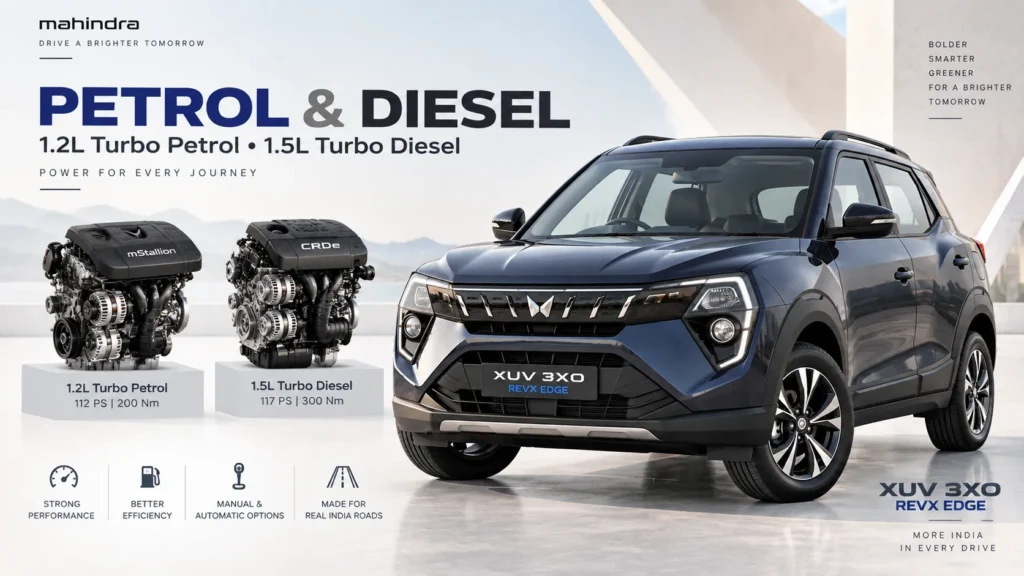 Mahindra XUV 3XO REVX EDGE petrol and diesel engine options