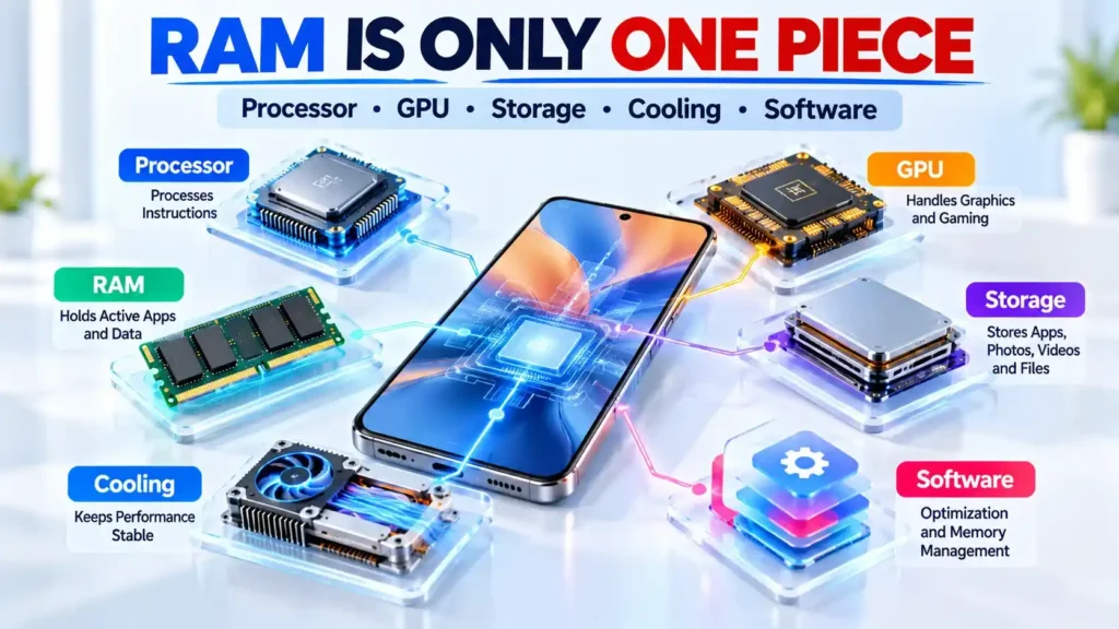 how much RAM do you need in a smartphone? 6GB vs 8GB vs 12GB vs 16GB Smartphone gaming infographic explaining why more RAM does not automatically mean more FPS