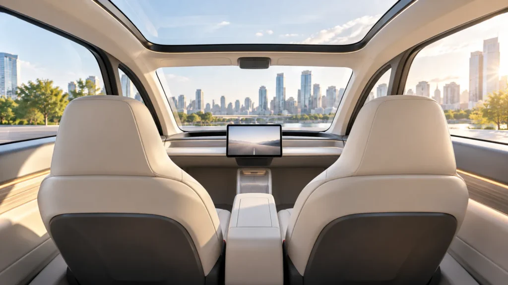 Tesla Cybercab Robotaxi Launches in Austin: Price, Features & How It Works Tesla Cybercab Passenger Interior Experience