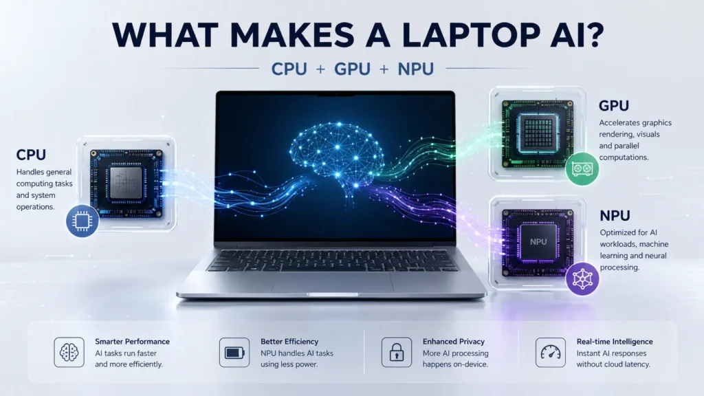 What Makes a Laptop an AI PC CPU, GPU and NPU Explained