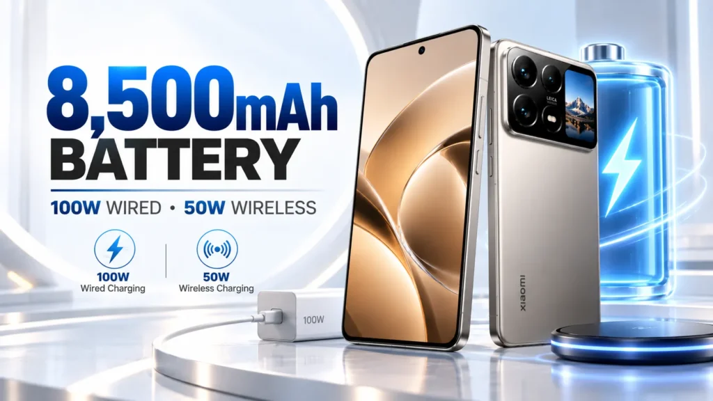 Xiaomi 18 Pro Max 8500mAh battery with 100W wired and 50W wireless charging