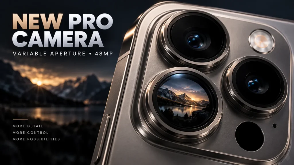 Apple Event iPhone 18 Pro and iPhone 18 Pro Max, iPhone Duo & Apple Watch Series 12, Apple Watch Ultra 4 and AirPods 5. iPhone 18 Pro Camera – 48MP Variable Aperture