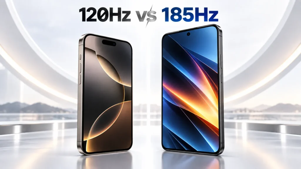 iPhone 18 Pro vs POCO F9 Ultra: Which Flagship Should You Buy? iPhone 18 Pro vs POCO F9 Ultra – 120Hz vs 185Hz Display