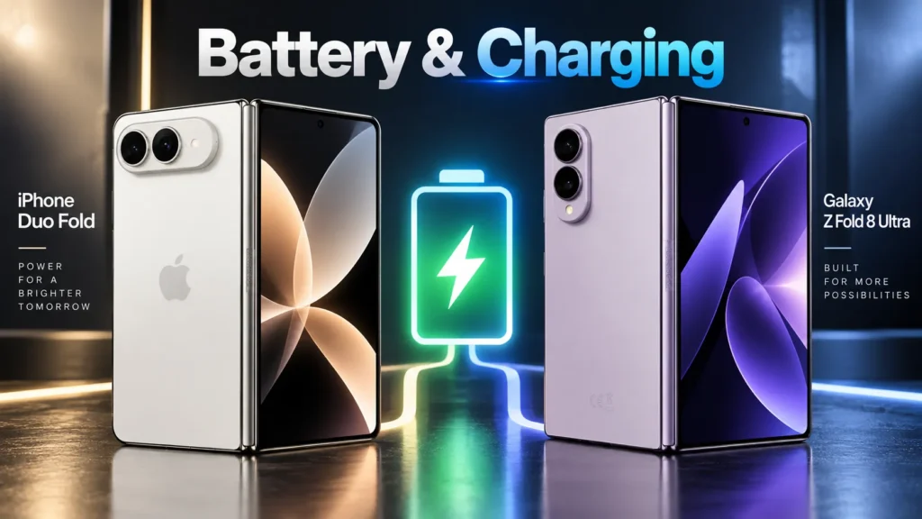 iPhone Duo Fold vs Samsung Galaxy Z Fold 8 Ultra: Which Foldable Is Better? iPhone Duo Fold vs Galaxy Z Fold 8 Ultra Battery and Charging