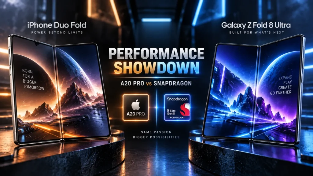 iPhone Duo Fold vs Samsung Galaxy Z Fold 8 Ultra: Which Foldable Is Better? iPhone Duo Fold vs Galaxy Z Fold 8 Ultra Performance and Gaming