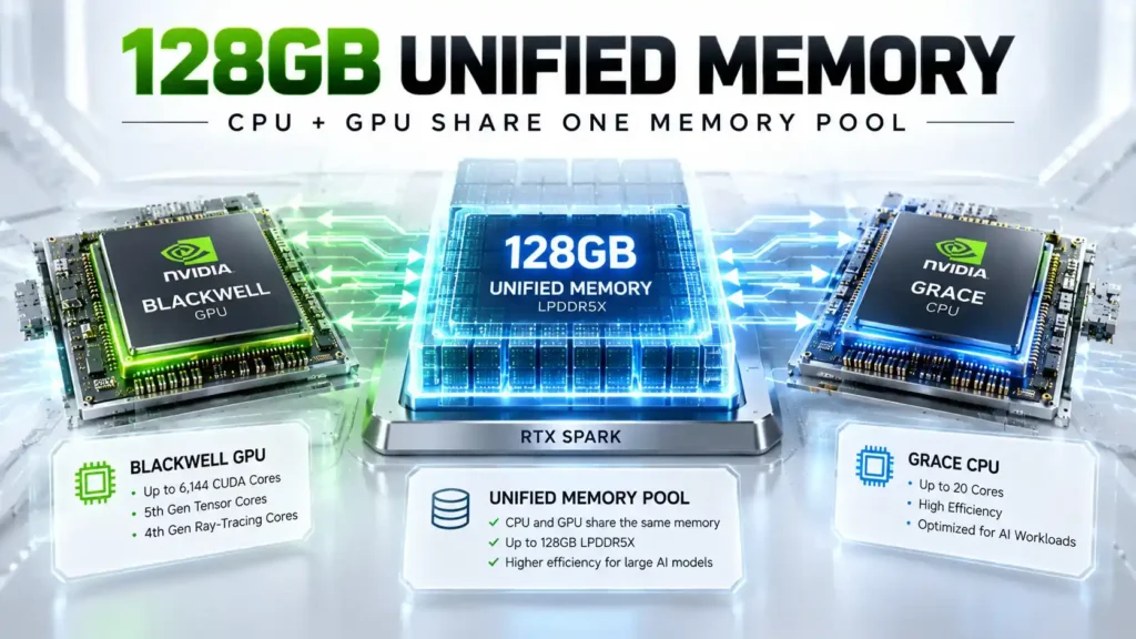 NVIDIA RTX Spark 128GB unified memory shared between Blackwell GPU and Grace CPU