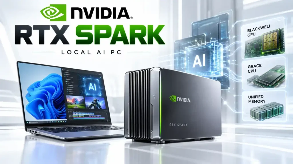 NVIDIA RTX Spark AI PC with Blackwell architecture, Grace CPU and local AI computing graphics