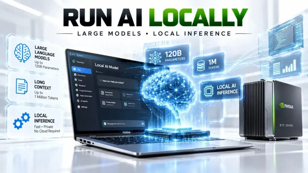 NVIDIA RTX Spark running large AI language models locally with local inference and long-context processing