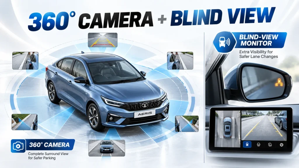 Tata Aeris 2026 Price, Specifications, Features, Variants and Mileage Tata Aeris 2026 360-degree camera and blind-view monitor safety technology